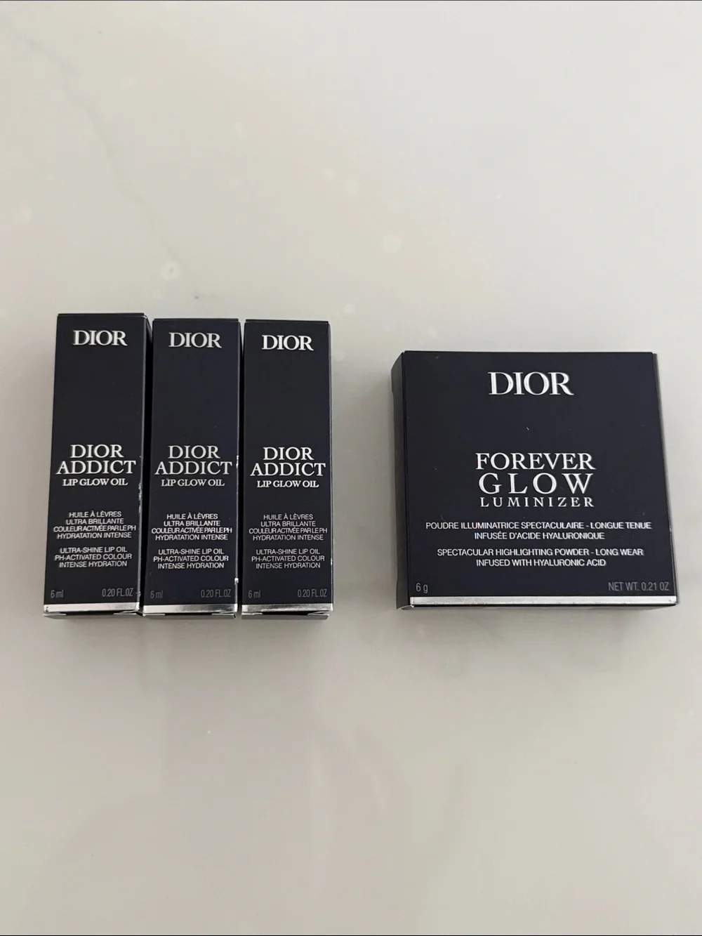 Dior Forever Glow Luminizer Highlighter & 3 Dior Addict Lip Glow Oils bundle